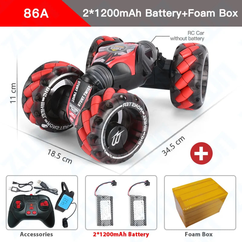 ZWN 1:12 4WD RC Car Radio Gesture Induction Music Light Stunt Remote Control Car off-Road Control Boys Toys for Children Gifts