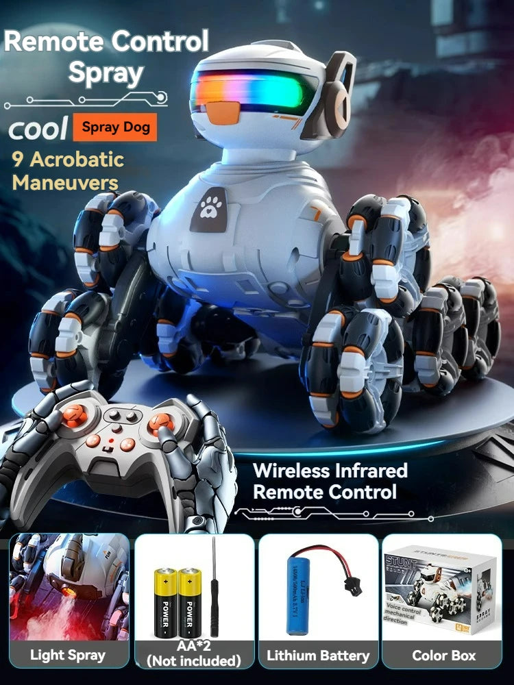 New Remote Control Car Spray Stunt Eight-wheel Robot Dog Intelligent RC Machine Swinging Arm Climbing Car Toy Boy Christmas Gift