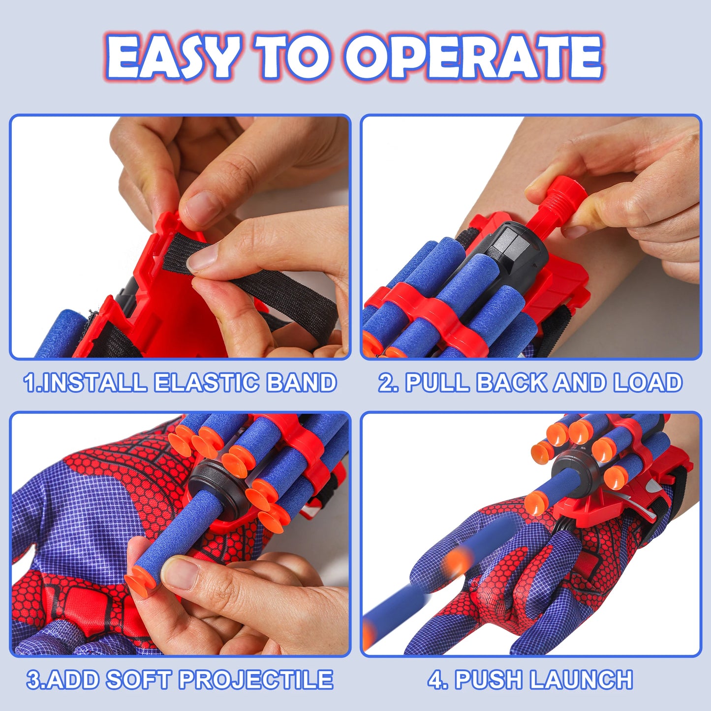 AIUAZA Spider Gloves Web Shooter Toy For Kids - 15 Darts, Plastic Cosplay Launcher Glove, Hero Movie Launcher, Wrist Toy Set,