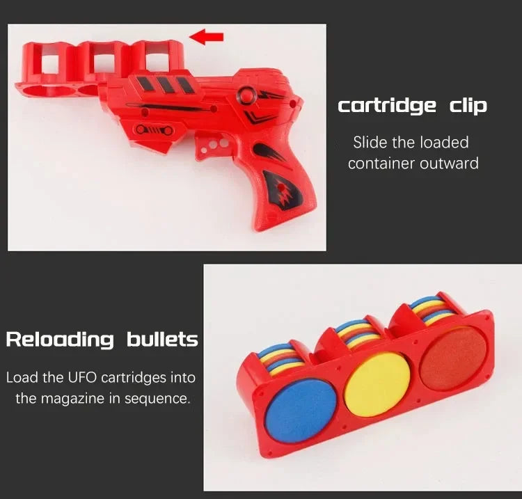 Funny Kids Soft Catapult Flying Saucer Gun Toy Double Parent-child Interactive Soft Bullet Shooting Jumping EVA Carrot Gun Toys