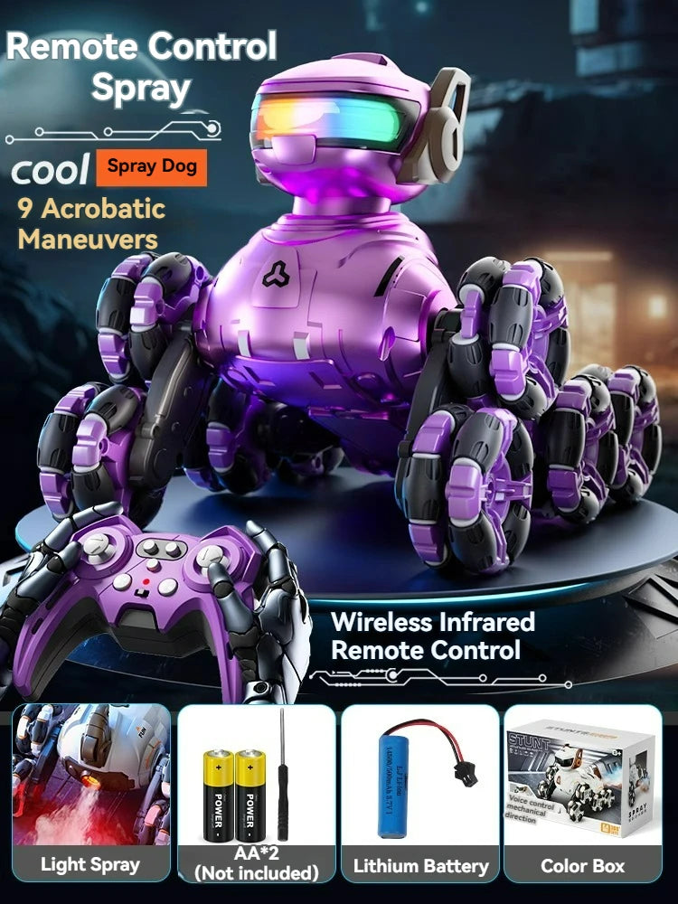 New Remote Control Car Spray Stunt Eight-wheel Robot Dog Intelligent RC Machine Swinging Arm Climbing Car Toy Boy Christmas Gift