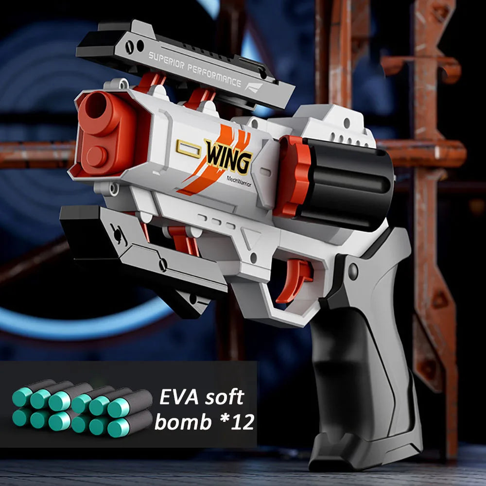 Kids Soft Bullets Guns Toy For Boy Adult EVA Foam Bullet Pistol Rapid Deformation Revolver Children Outdoor Shooting Toys Gifts