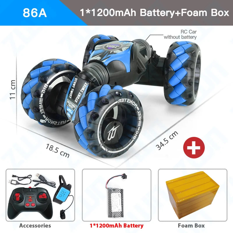 ZWN 1:12 4WD RC Car Radio Gesture Induction Music Light Stunt Remote Control Car off-Road Control Boys Toys for Children Gifts