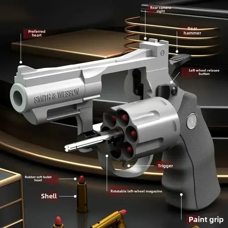 Continuous Firing ZP5 357 Revolver Launcher Pistol Soft Dart Bullet Toy Gun CS Outdoor Game Weapon for Kids Adult