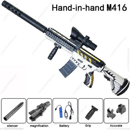 Burst M416 Fully Automatic Toy Gun Gel Bullet Hand-automatic Double Magazine Outdoor Parent-child Cs Interactive Game