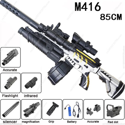 Burst M416 Fully Automatic Toy Gun Gel Bullet Hand-automatic Double Magazine Outdoor Parent-child Cs Interactive Game