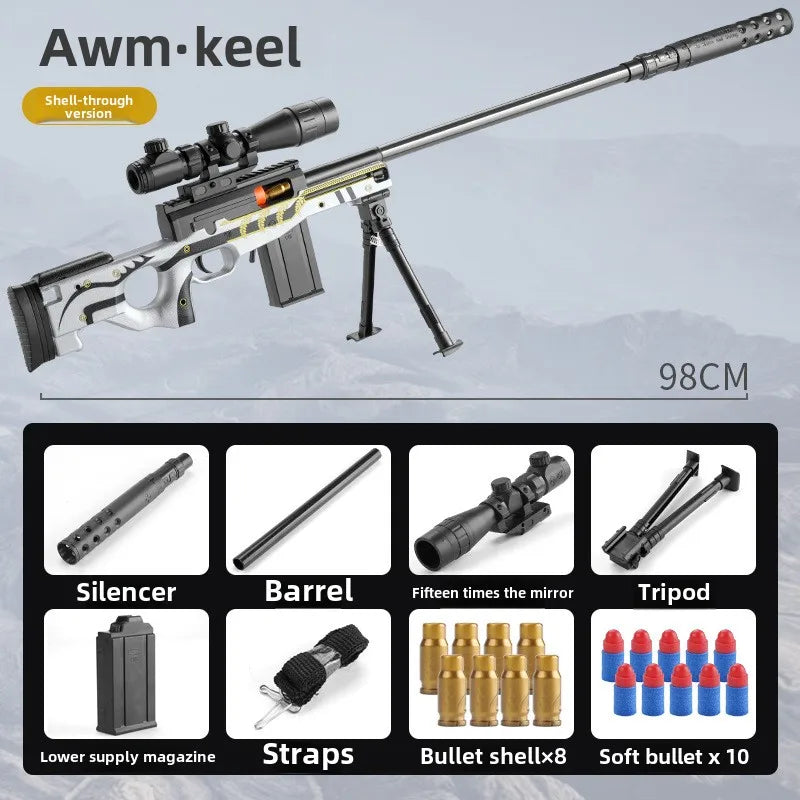 AWM Safe Shell Soft Bullet Toy Gun - Manual Mode Outdoor Game Model for Kids - Enjoyable Shooting Experience