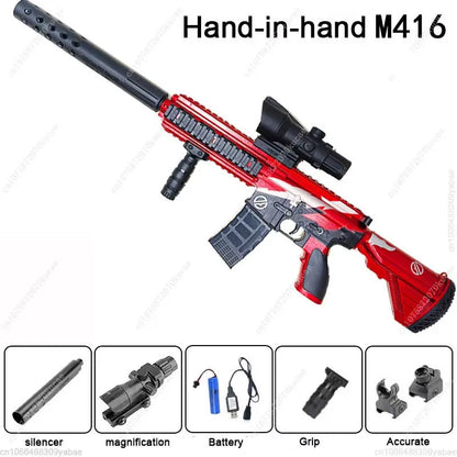 Burst M416 Fully Automatic Toy Gun Gel Bullet Hand-automatic Double Magazine Outdoor Parent-child Cs Interactive Game