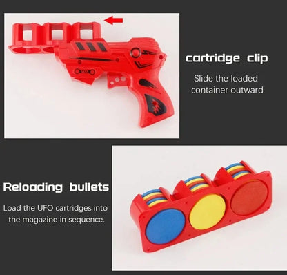 Funny Kids Soft Catapult Flying Saucer Gun Toy Double Parent-child Interactive Soft Bullet Shooting Jumping EVA Carrot Gun Toys