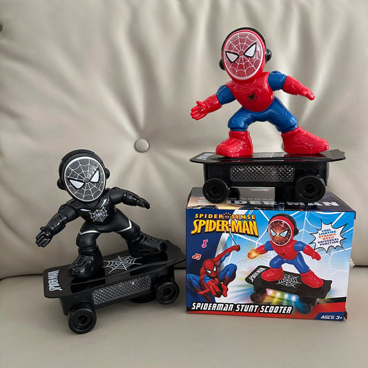 2025 New Children'S Spiderman Remote Car Controlled Skateboard Acousto-Optic Car Lighting Electric Music Stunt Scooters Toy Gift