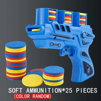 Funny Kids Soft Catapult Flying Saucer Gun Toy Double Parent-child Interactive Soft Bullet Shooting Jumping EVA Carrot Gun Toys