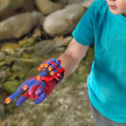 AIUAZA Spider Gloves Web Shooter Toy For Kids - 15 Darts, Plastic Cosplay Launcher Glove, Hero Movie Launcher, Wrist Toy Set,